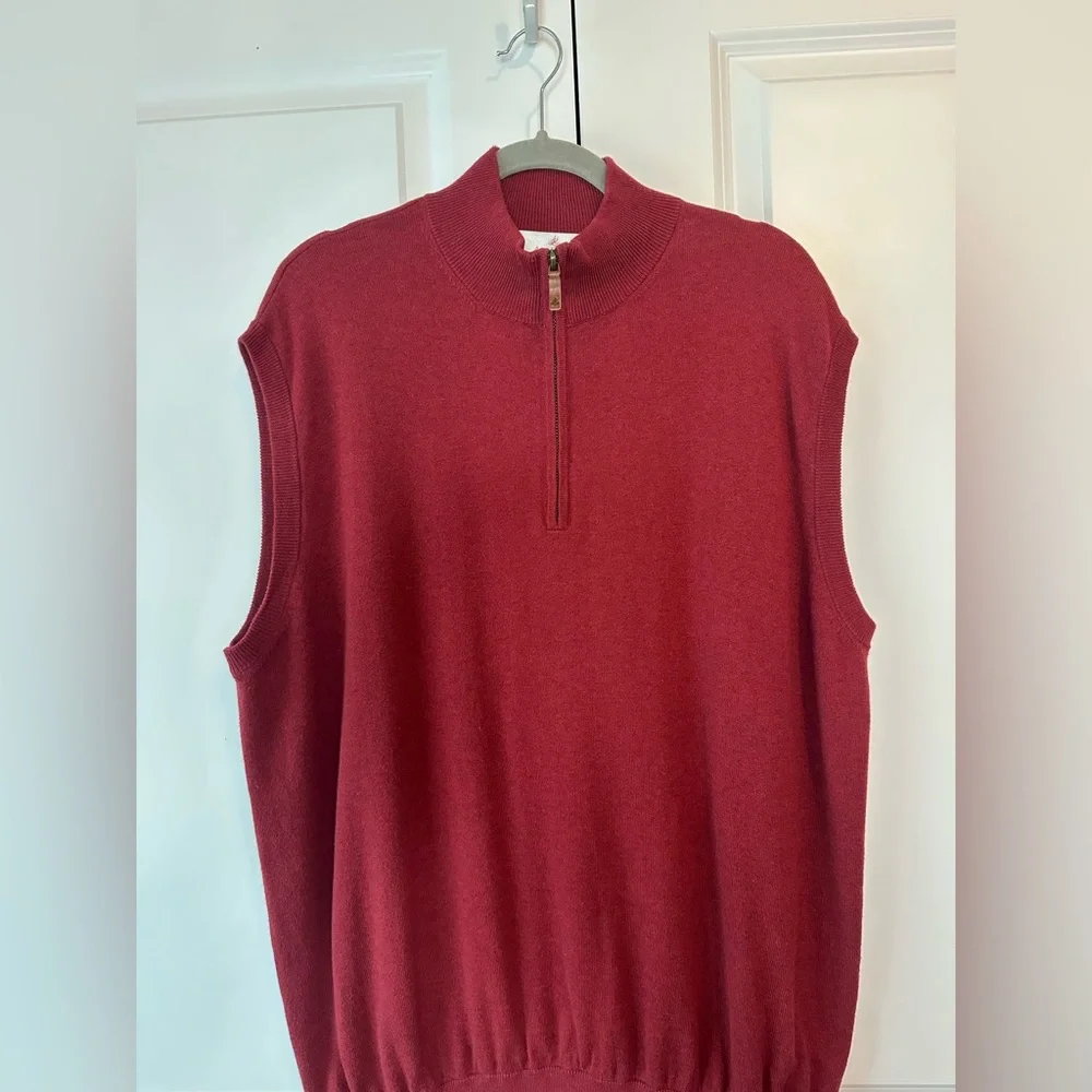 Alashan Men’s Cotton Blend Red Quarter Zip Vest (Size XL)